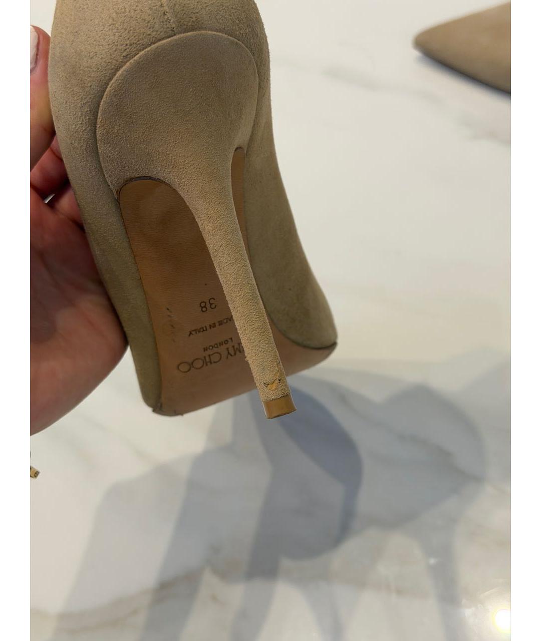 JIMMY CHOO Бежевые замшевые туфли, фото 3