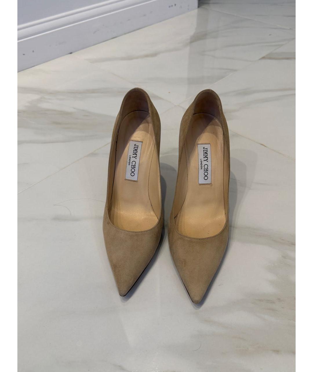 JIMMY CHOO Бежевые замшевые туфли, фото 2