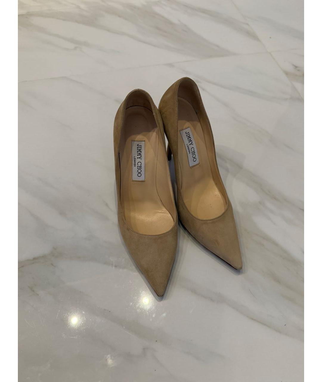 JIMMY CHOO Бежевые замшевые туфли, фото 4