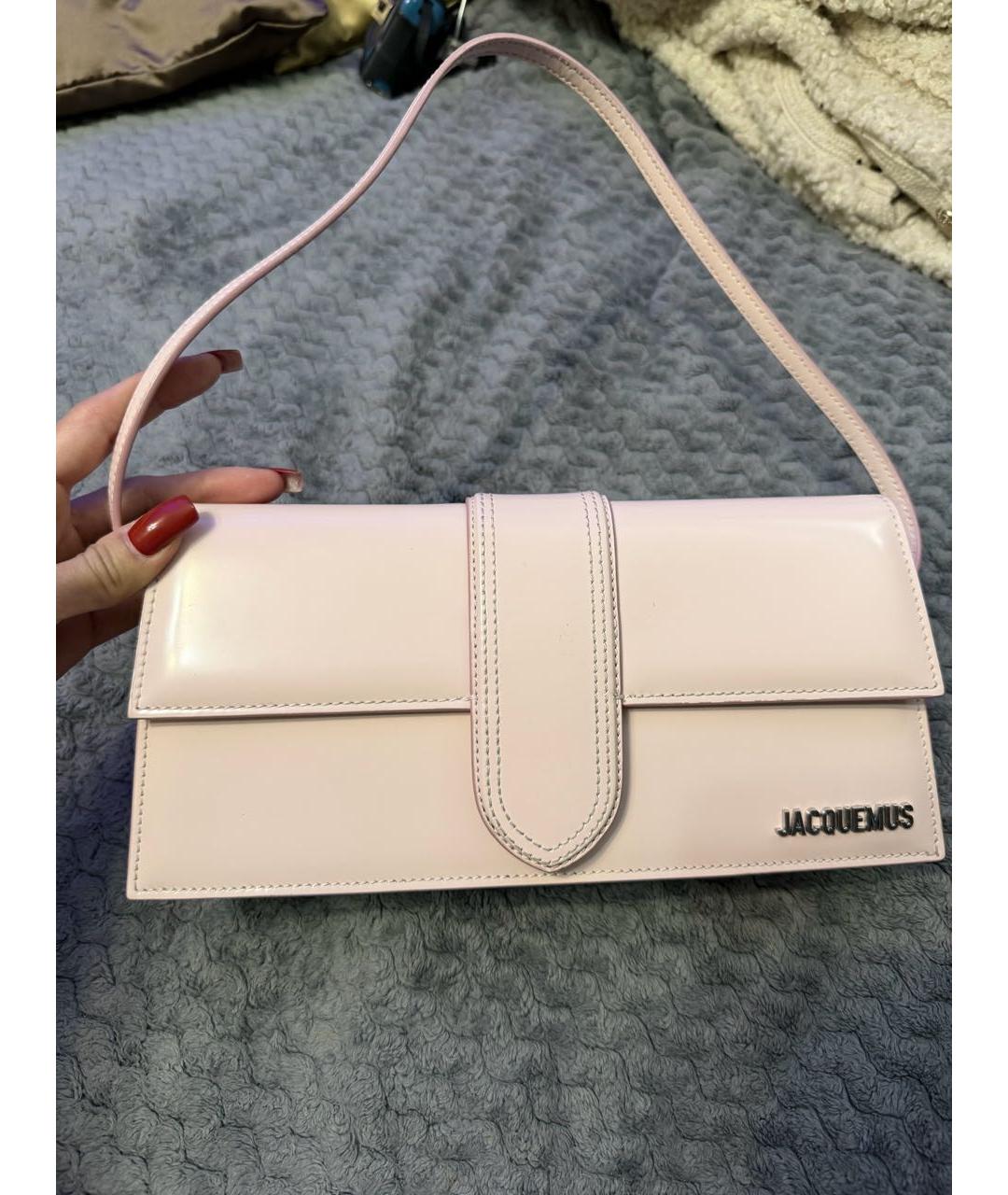 JACQUEMUS Розовая кожаная сумка с короткими ручками, фото 9