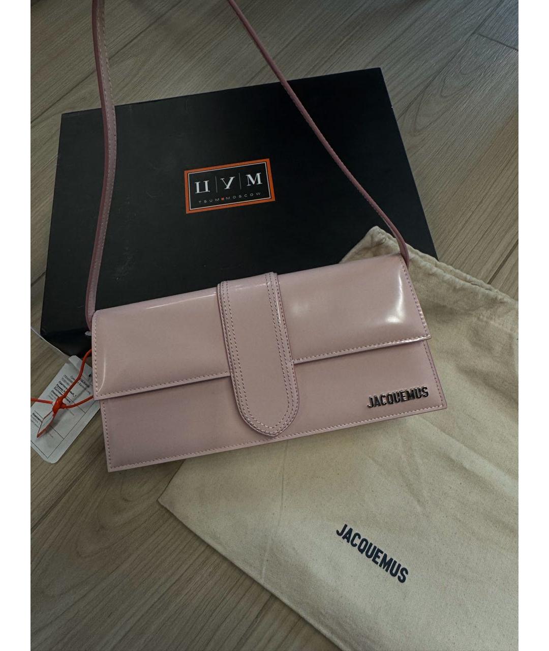 JACQUEMUS Розовая кожаная сумка с короткими ручками, фото 8
