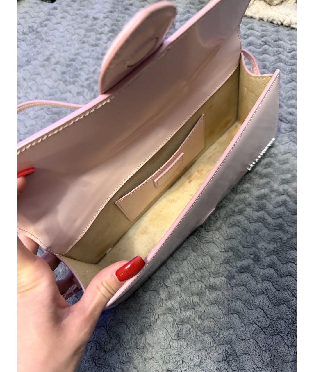 JACQUEMUS Розовая кожаная сумка с короткими ручками, фото 7