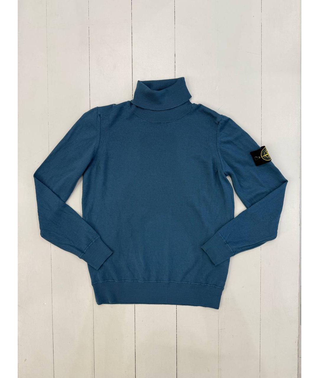 STONE ISLAND Синяя шерстяная водолазка, фото 2