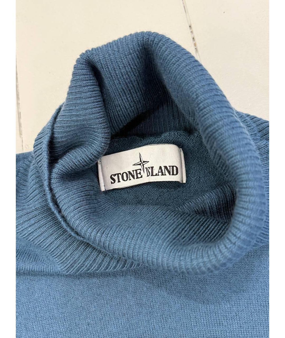 STONE ISLAND Синяя шерстяная водолазка, фото 4