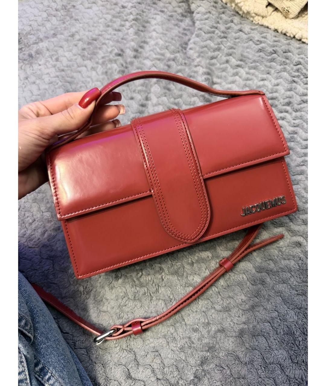 JACQUEMUS Красная кожаная сумка с короткими ручками, фото 5