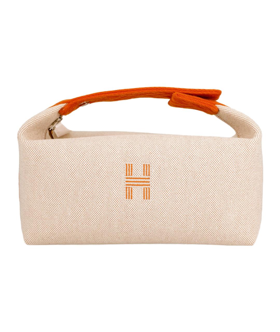 HERMES Бежевая хлопковая косметичка, фото 1