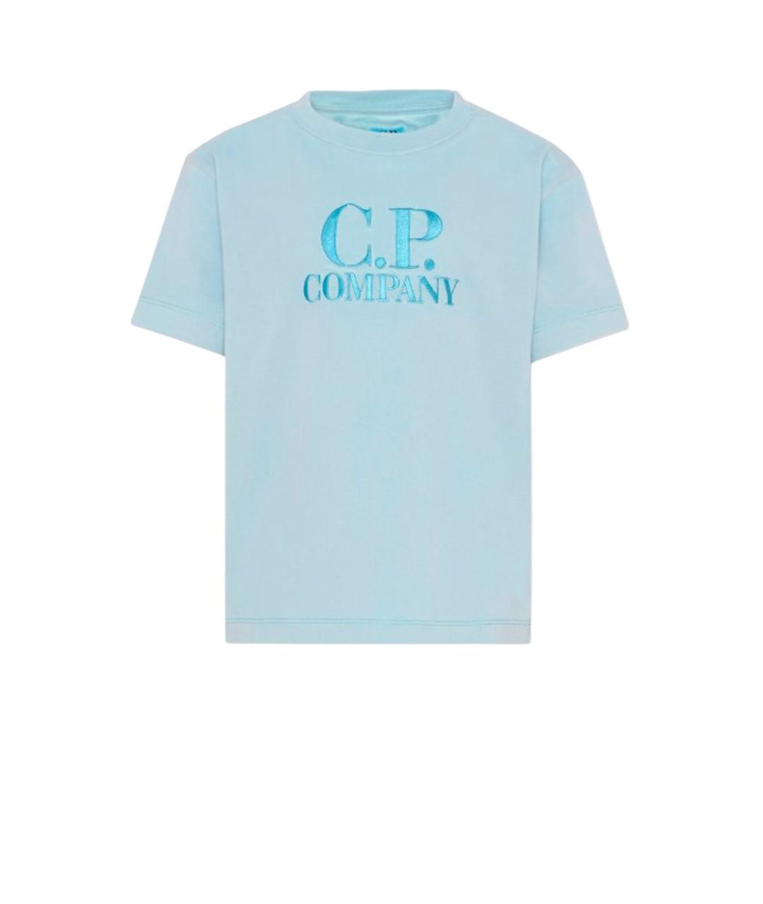 CP COMPANY Голубая хлопковая детская футболка, фото 1