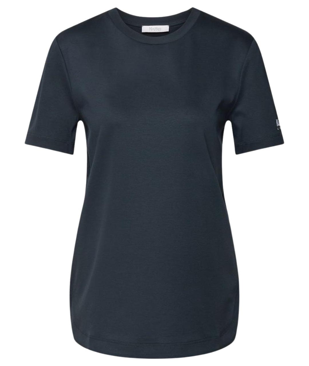 MAX MARA Темно-синяя хлопковая футболка, фото 1