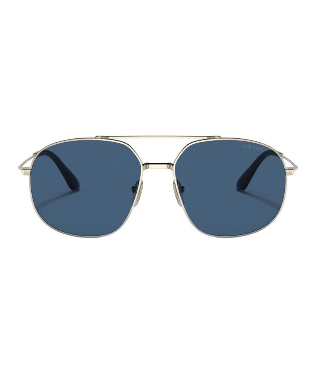 PRADA Серебряные металлические солнцезащитные очки, фото 2