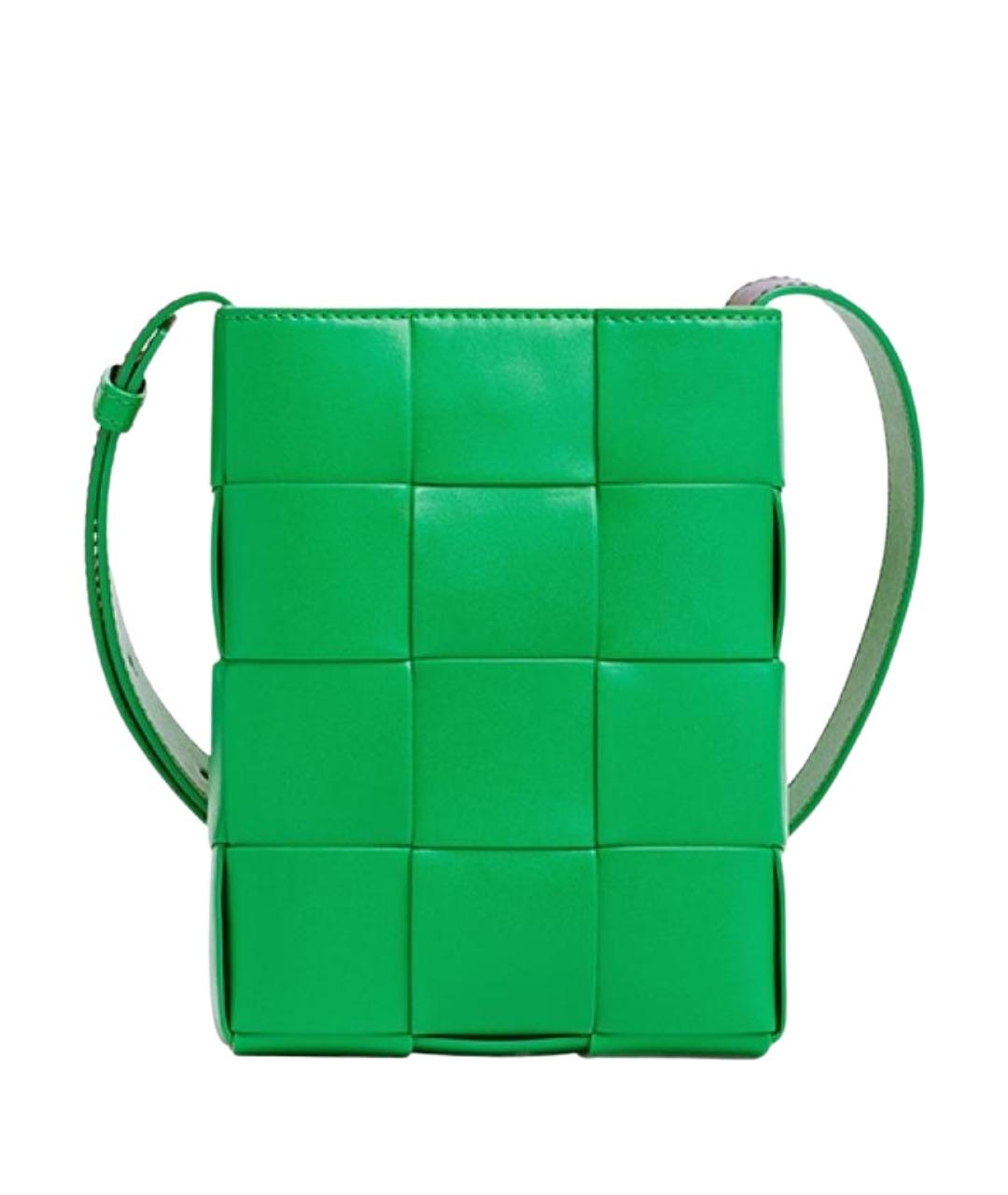 BOTTEGA VENETA Зеленая кожаная сумка на плечо, фото 1