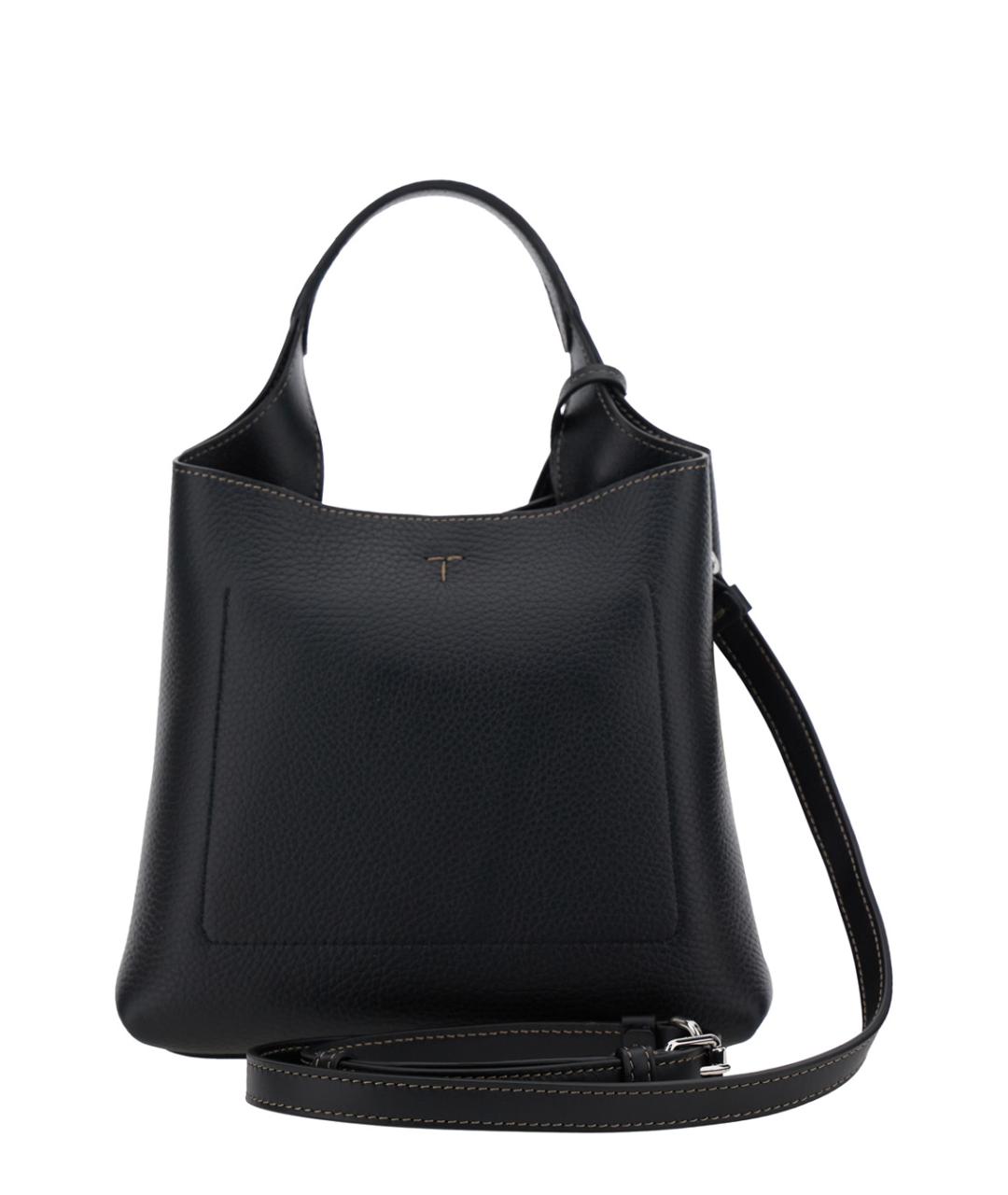 TOD'S Черная кожаная сумка тоут, фото 2