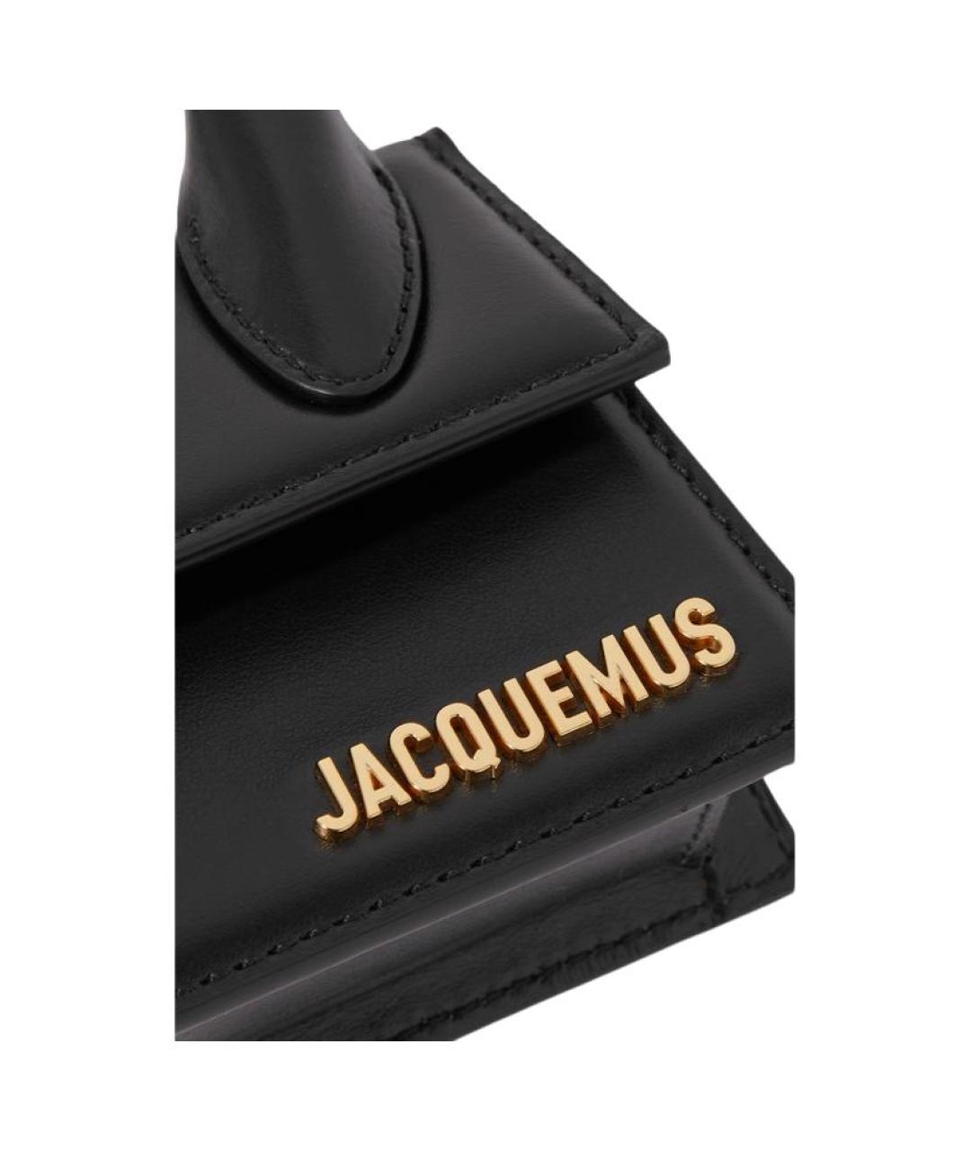 JACQUEMUS Черная кожаная сумка через плечо, фото 3