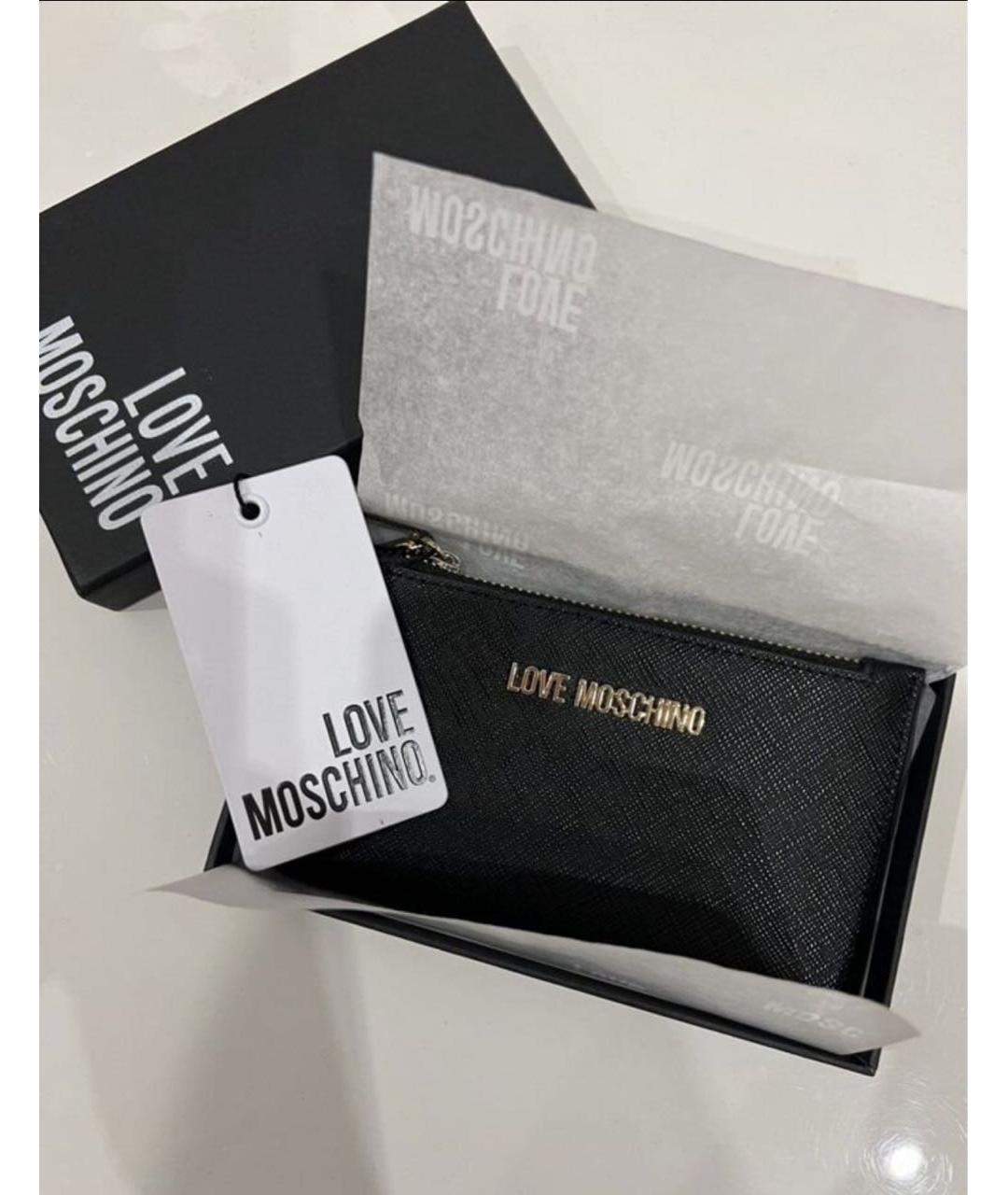 LOVE MOSCHINO Черный кожаный кошелек, фото 3
