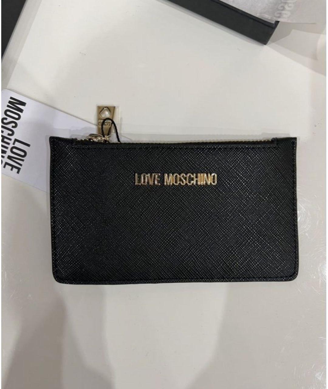 LOVE MOSCHINO Черный кожаный кошелек, фото 4