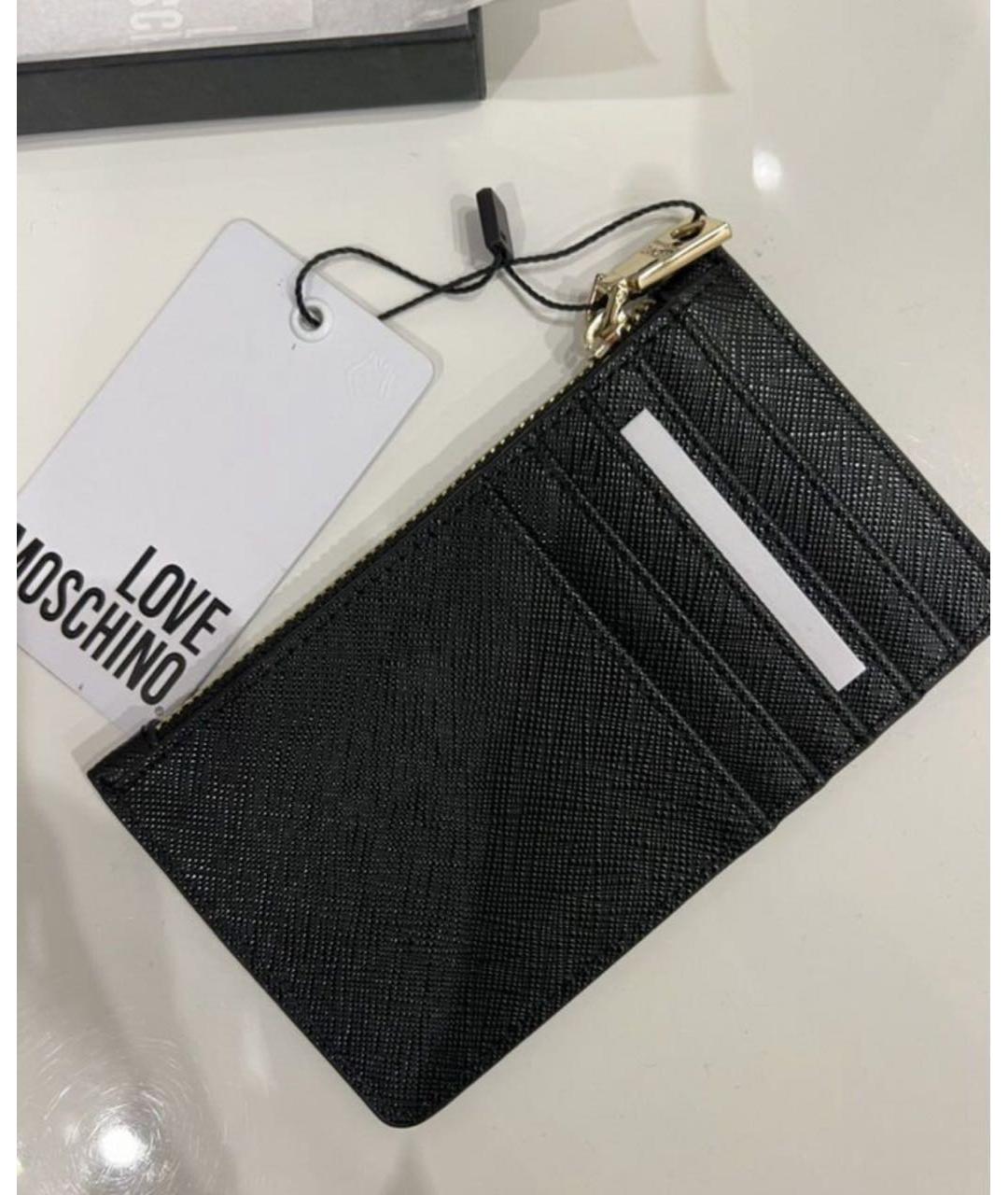 LOVE MOSCHINO Черный кожаный кошелек, фото 2