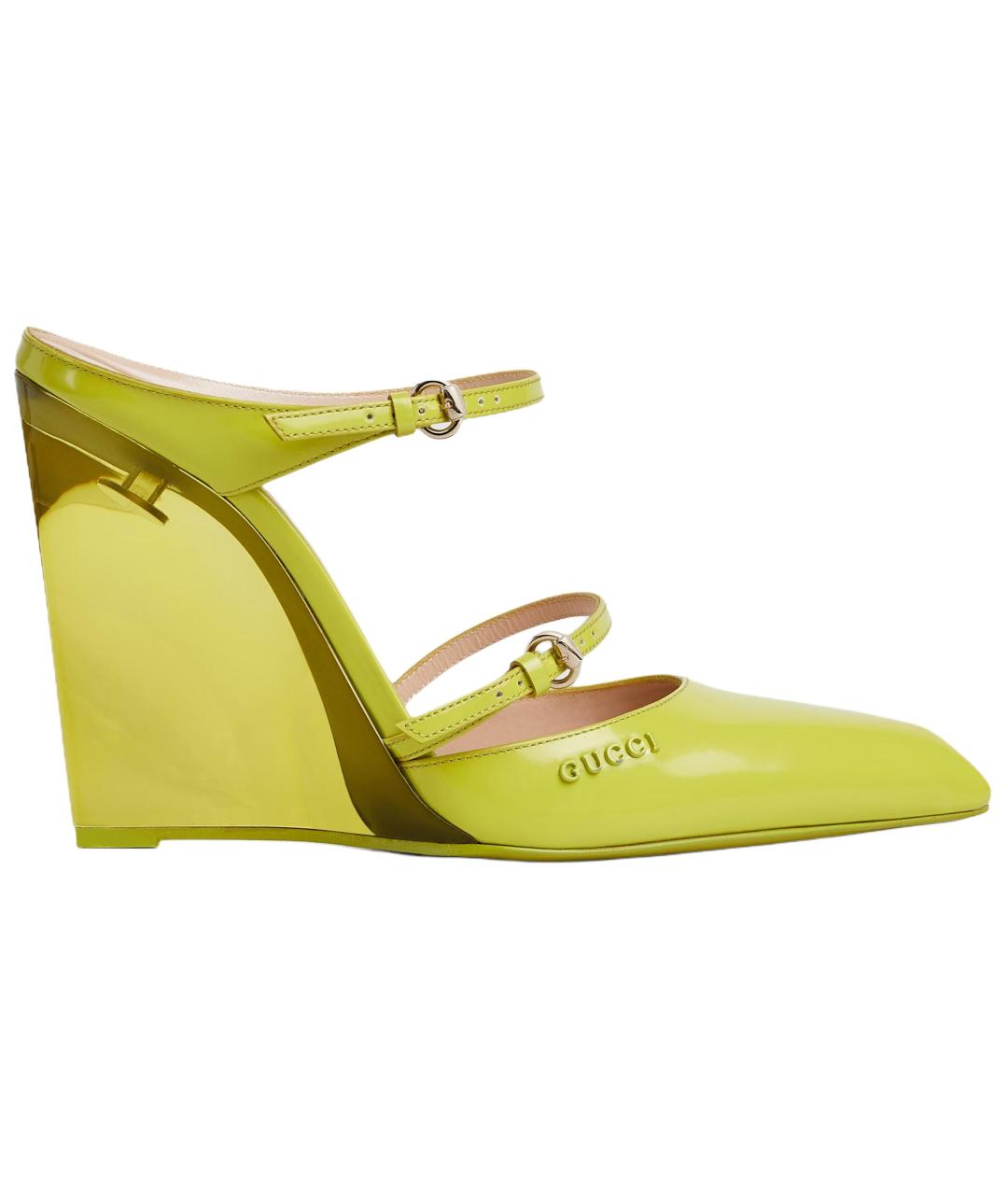 GUCCI Салатовые кожаные босоножки, фото 1