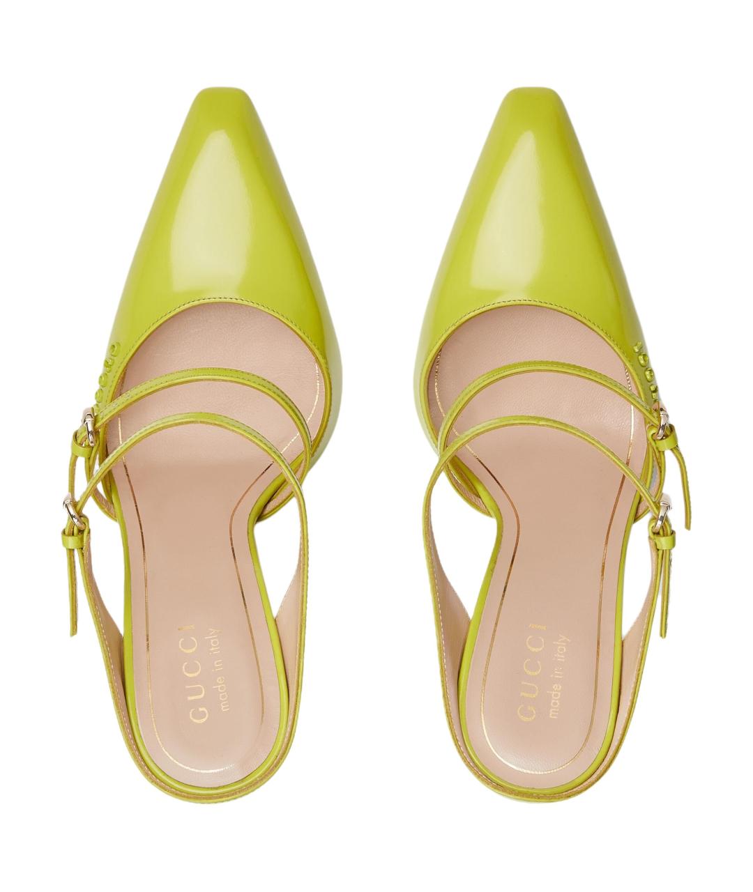GUCCI Салатовые кожаные босоножки, фото 3