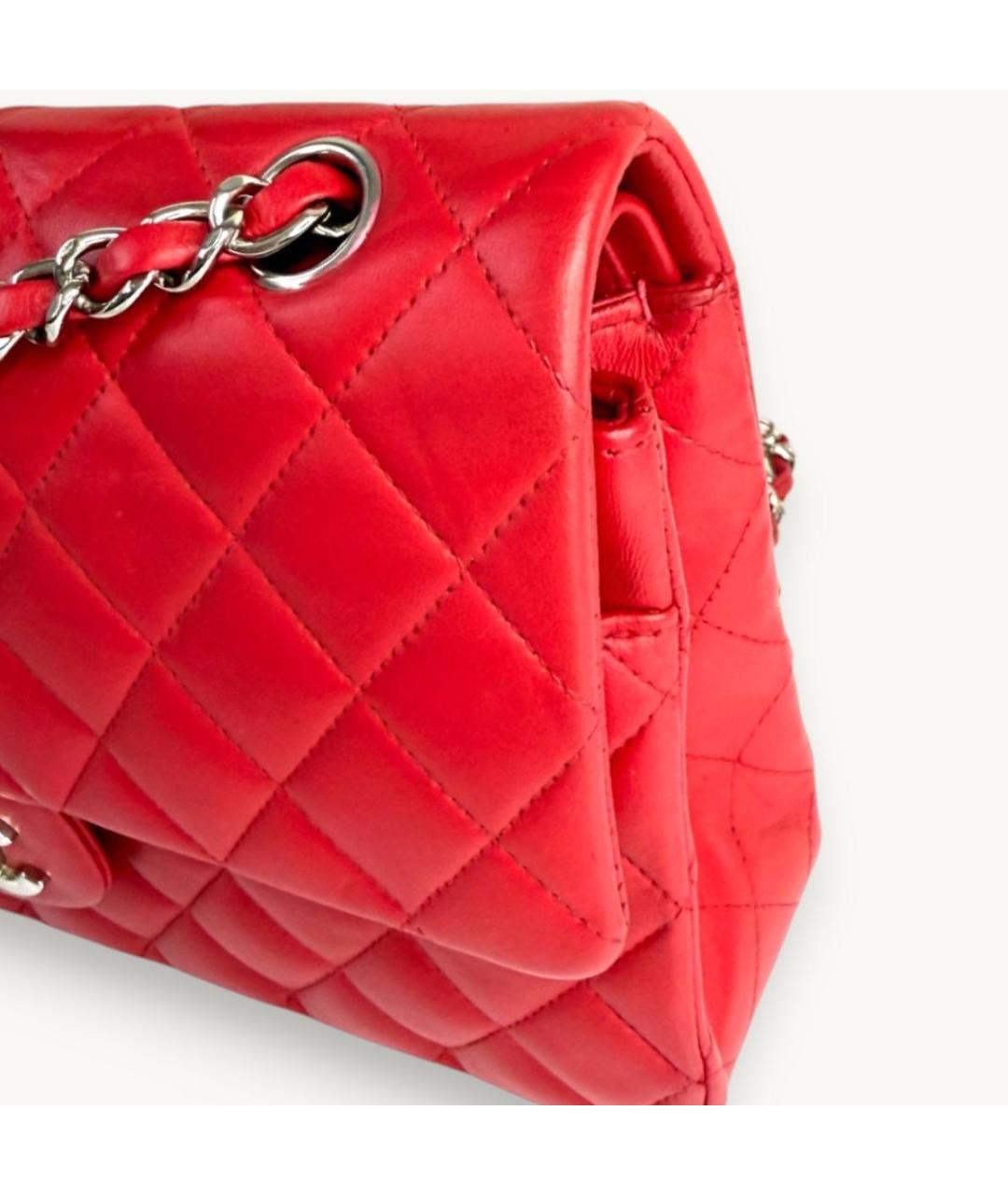 CHANEL Красная кожаная сумка через плечо, фото 5