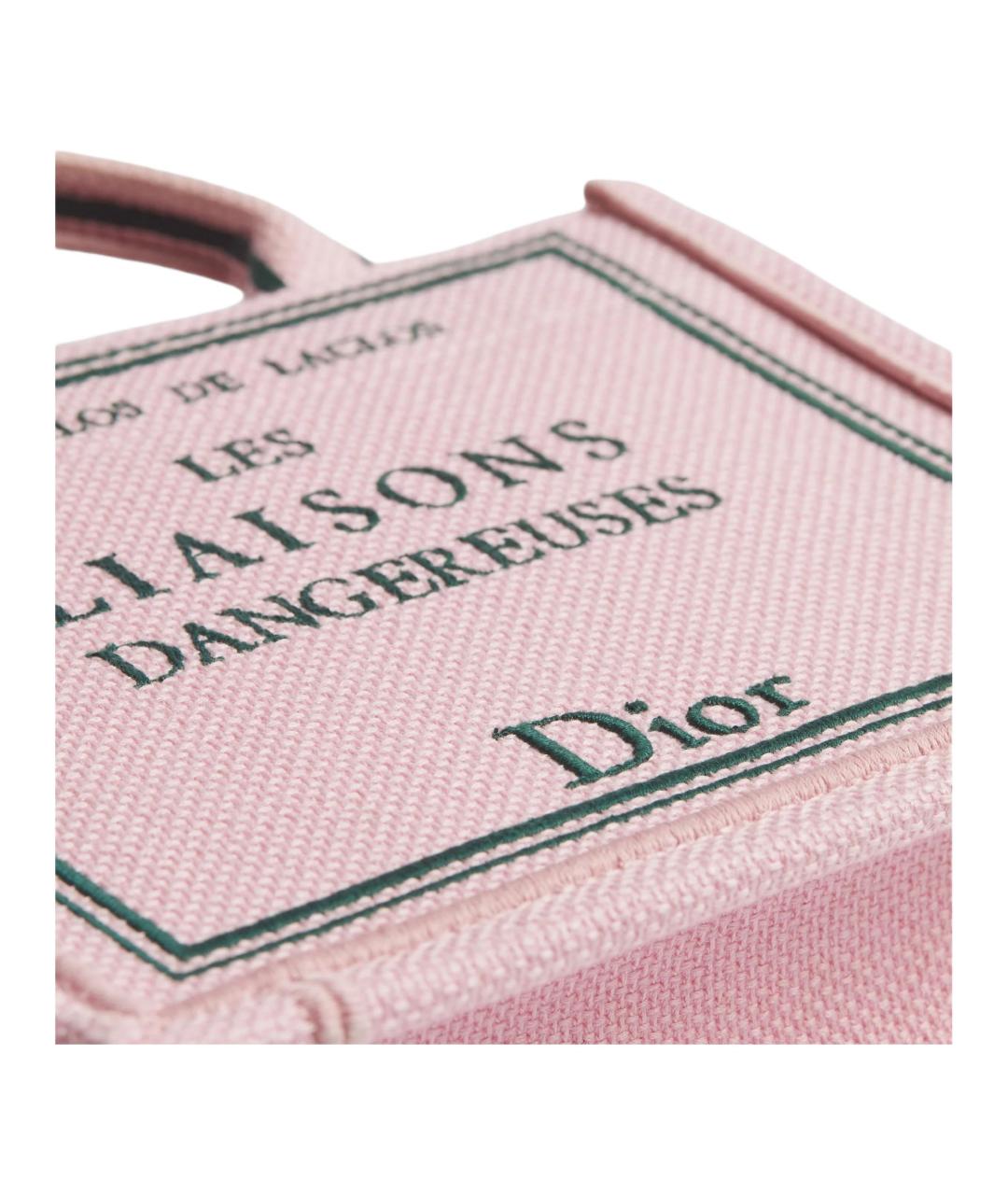 CHRISTIAN DIOR Розовая хлопковая сумка тоут, фото 4