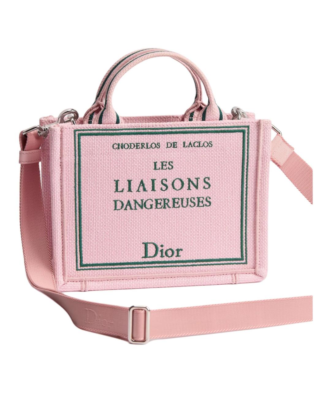 CHRISTIAN DIOR Розовая хлопковая сумка тоут, фото 3