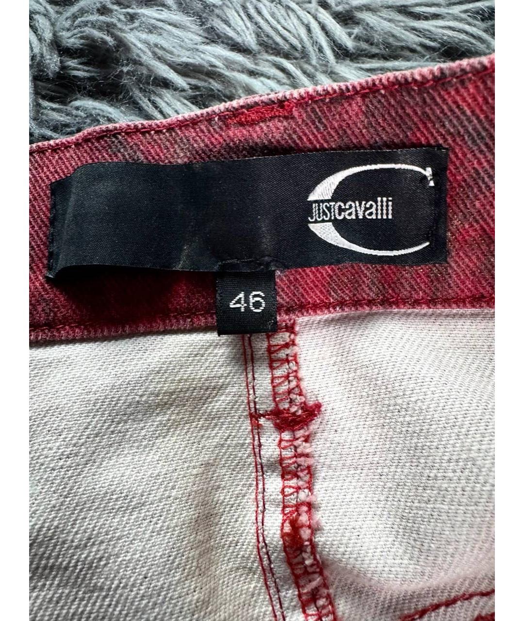 JUST CAVALLI Красная хлопковая юбка мини, фото 4