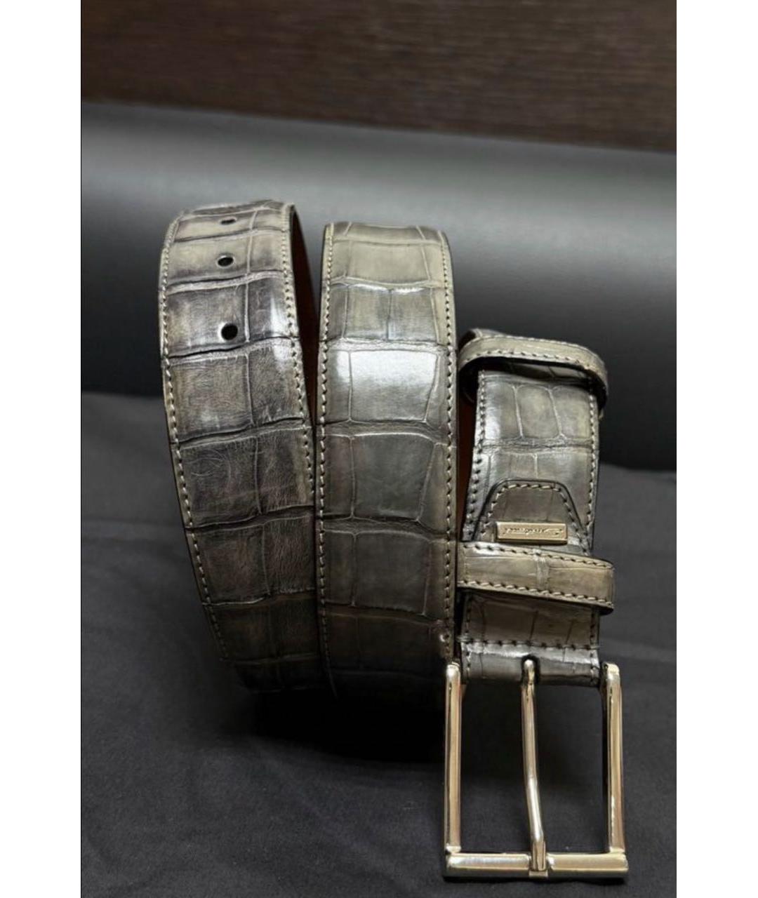 SANTONI Антрацитовый ремень из экзотической кожи, фото 2