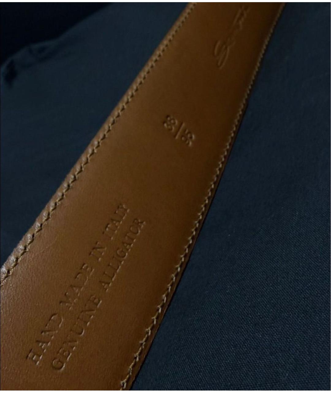 SANTONI Антрацитовый ремень из экзотической кожи, фото 3