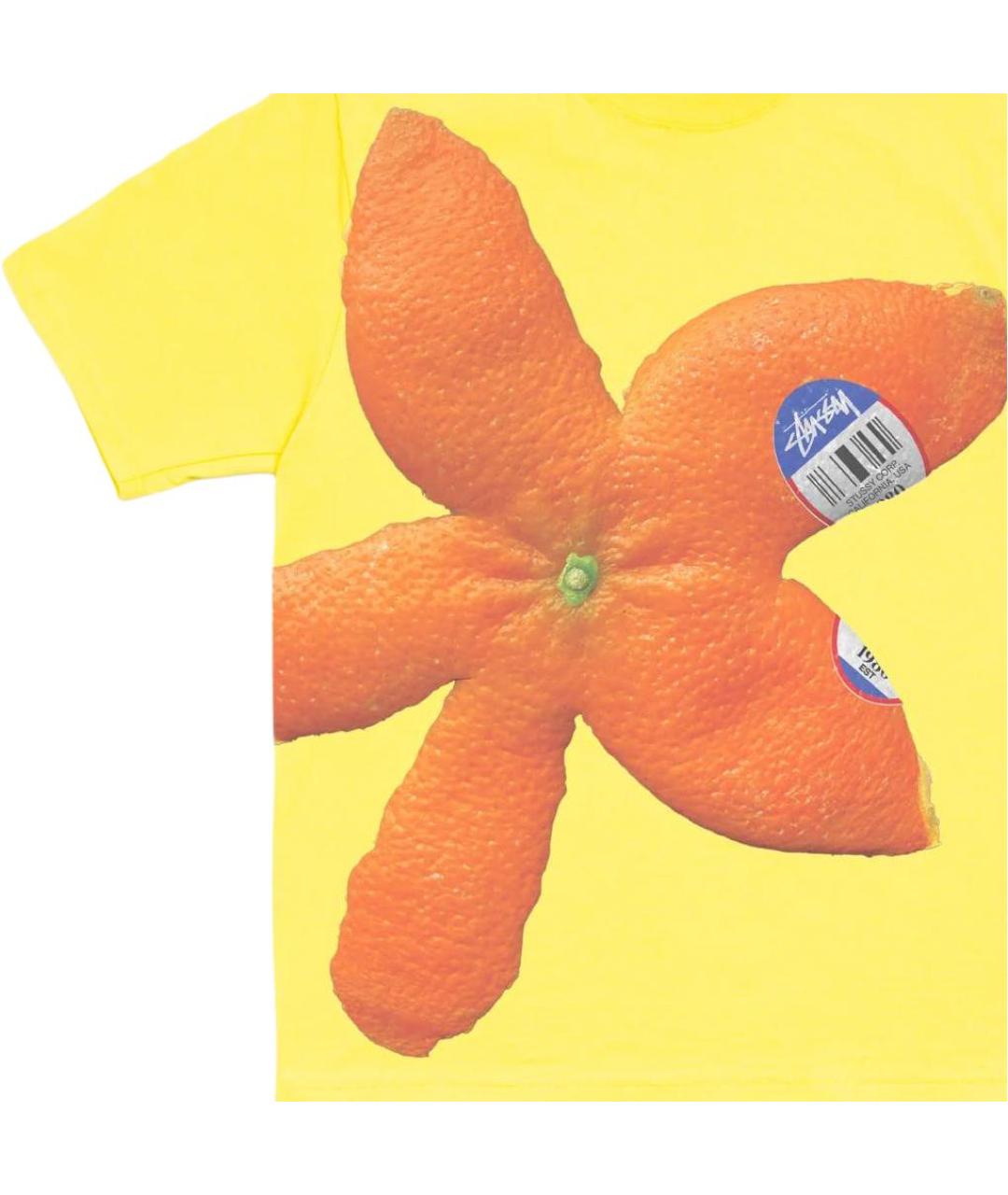 STUSSY Желтая хлопковая футболка, фото 4