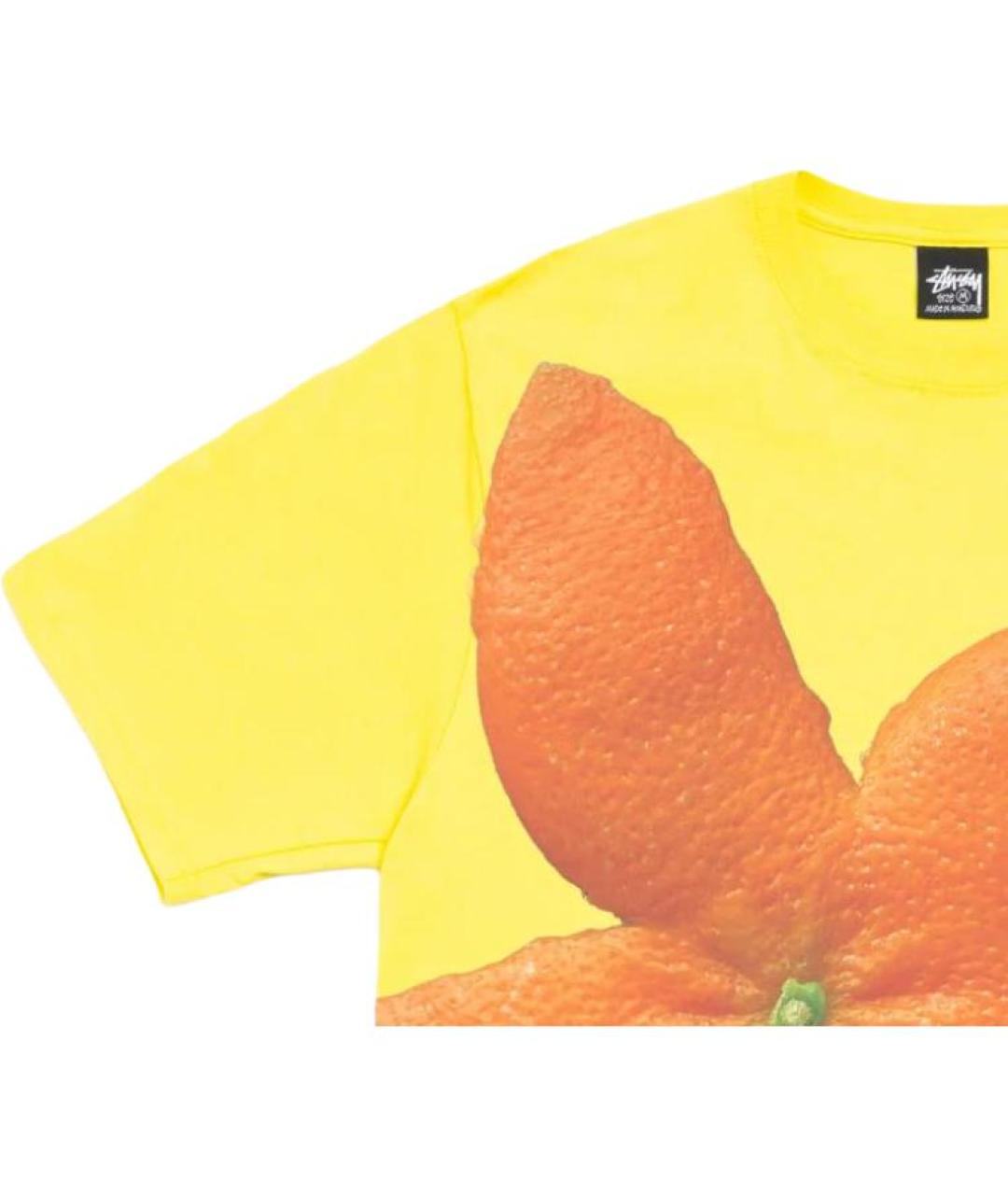 STUSSY Желтая хлопковая футболка, фото 3