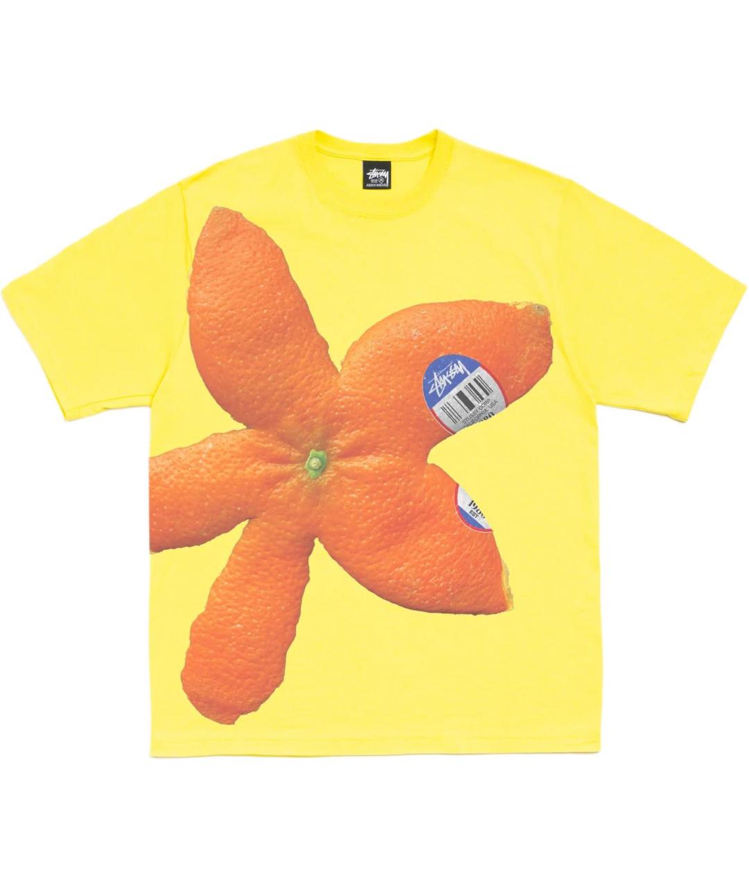 STUSSY Желтая хлопковая футболка, фото 1