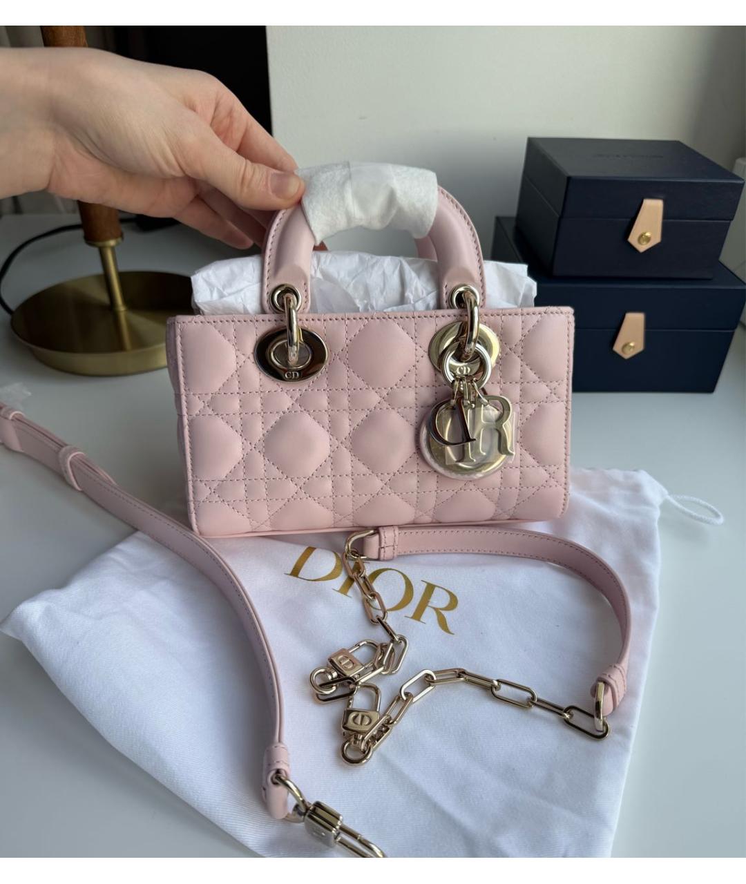 CHRISTIAN DIOR Розовая кожаная сумка с короткими ручками, фото 2