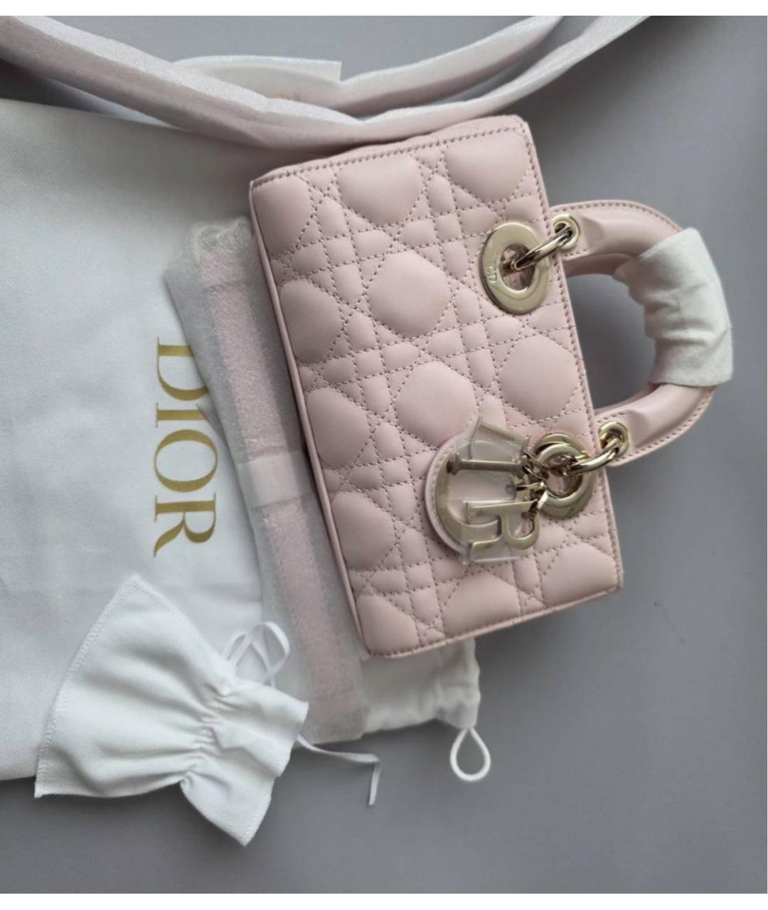 CHRISTIAN DIOR Розовая кожаная сумка с короткими ручками, фото 6