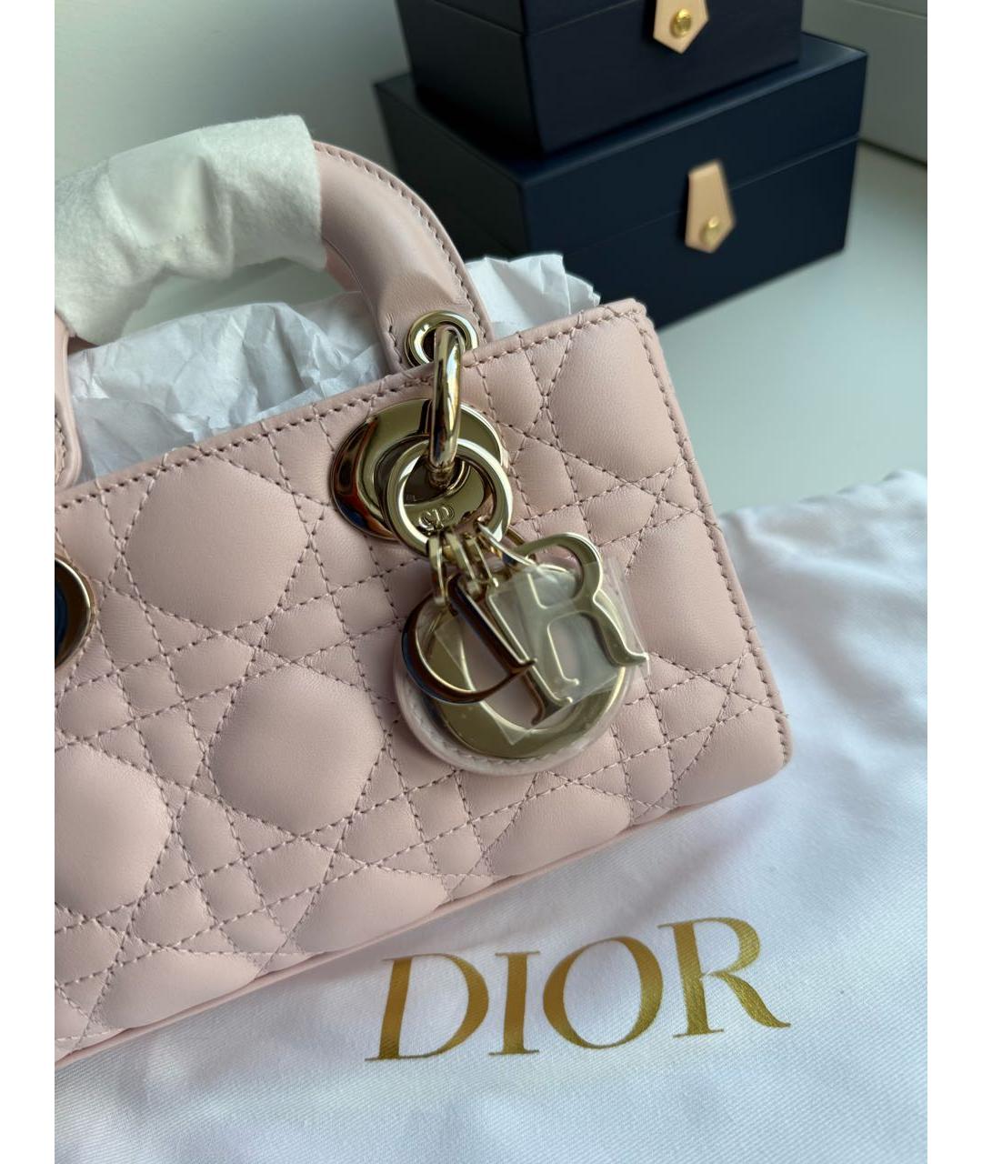 CHRISTIAN DIOR Розовая кожаная сумка с короткими ручками, фото 4