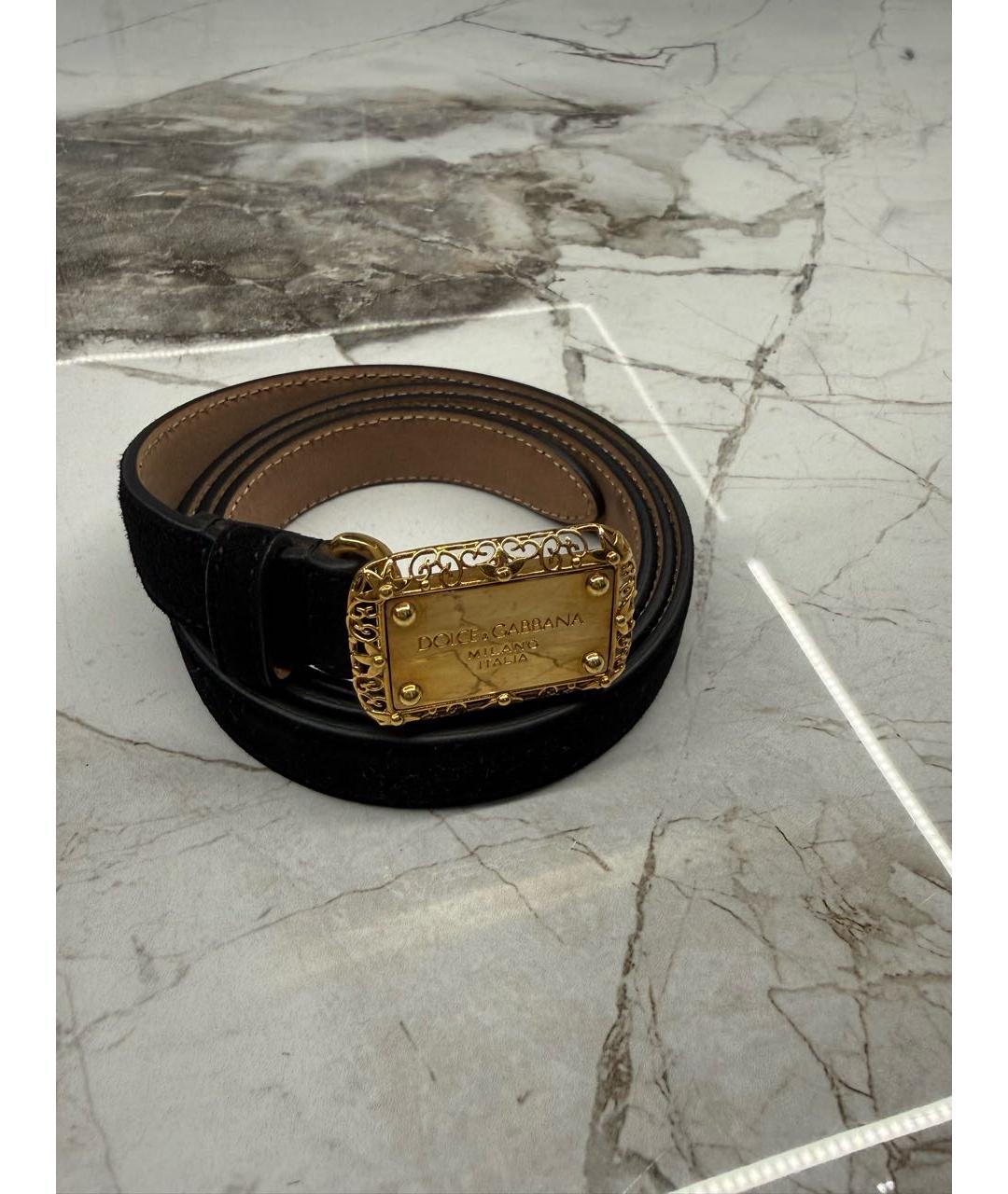 DOLCE&GABBANA Черный кожаный ремень, фото 9