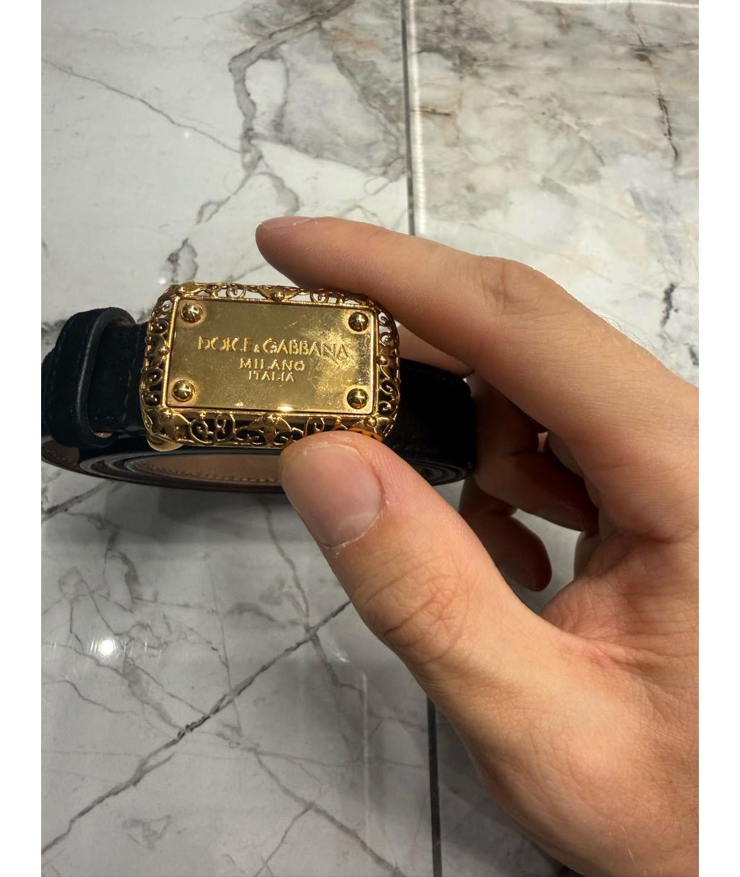 DOLCE&GABBANA Черный кожаный ремень, фото 2