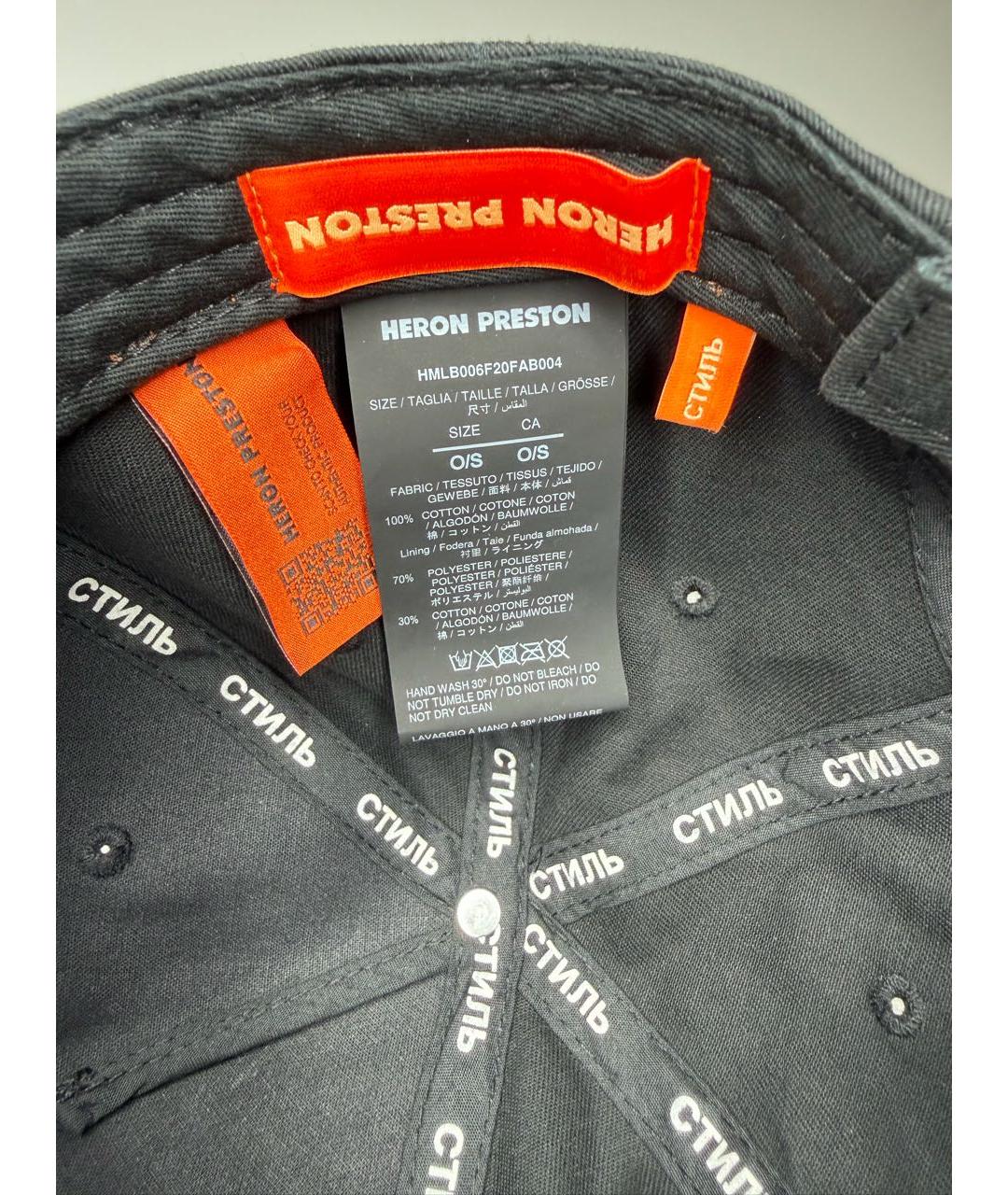 HERON PRESTON Черная хлопковая кепка/бейсболка, фото 6