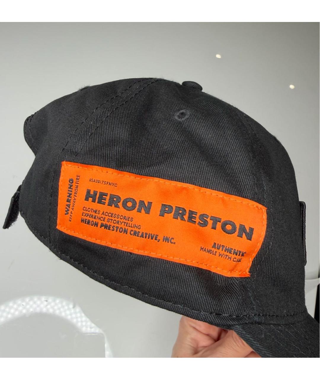 HERON PRESTON Черная хлопковая кепка/бейсболка, фото 4
