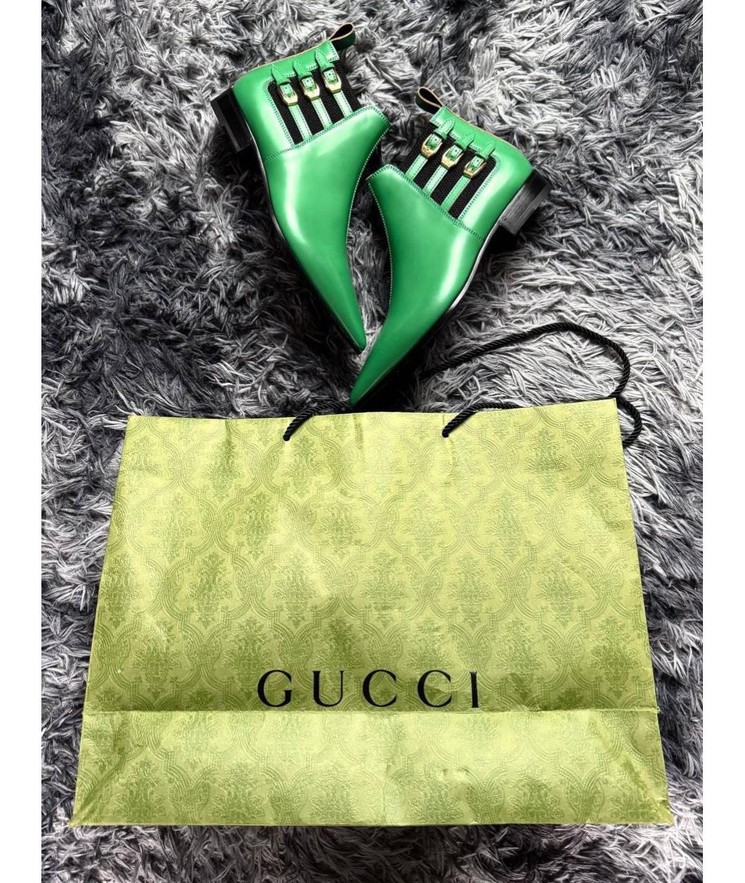 GUCCI Зеленые кожаные полусапоги, фото 5