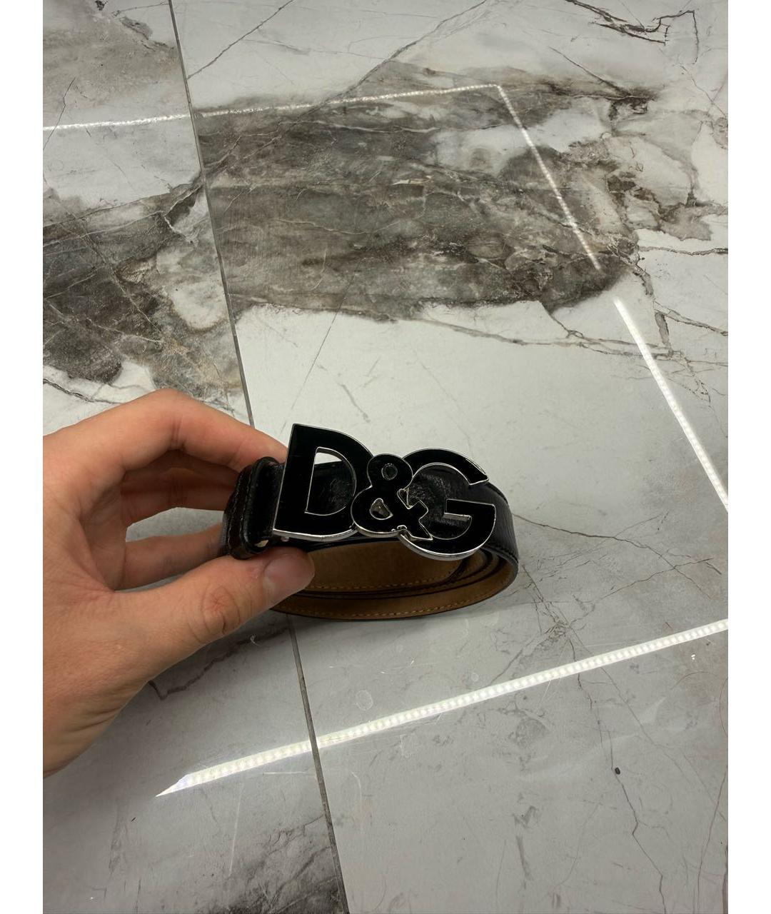 DOLCE&GABBANA Черный кожаный ремень, фото 6