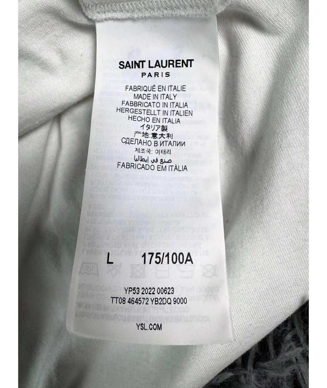 SAINT LAURENT Белая хлопковая футболка, фото 6