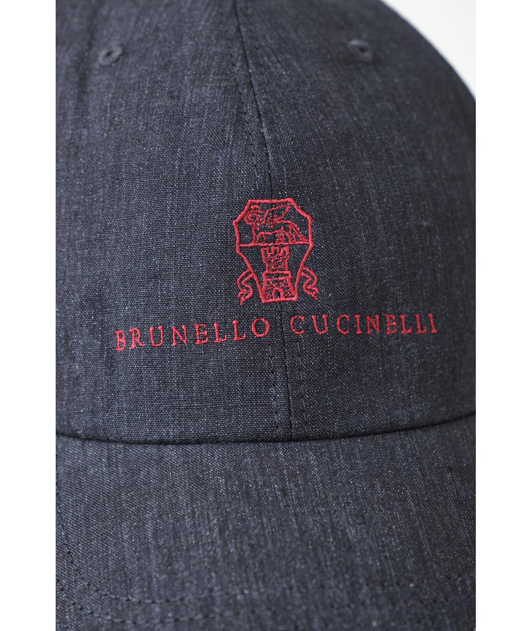 BRUNELLO CUCINELLI Темно-синяя льняная кепка/бейсболка, фото 2