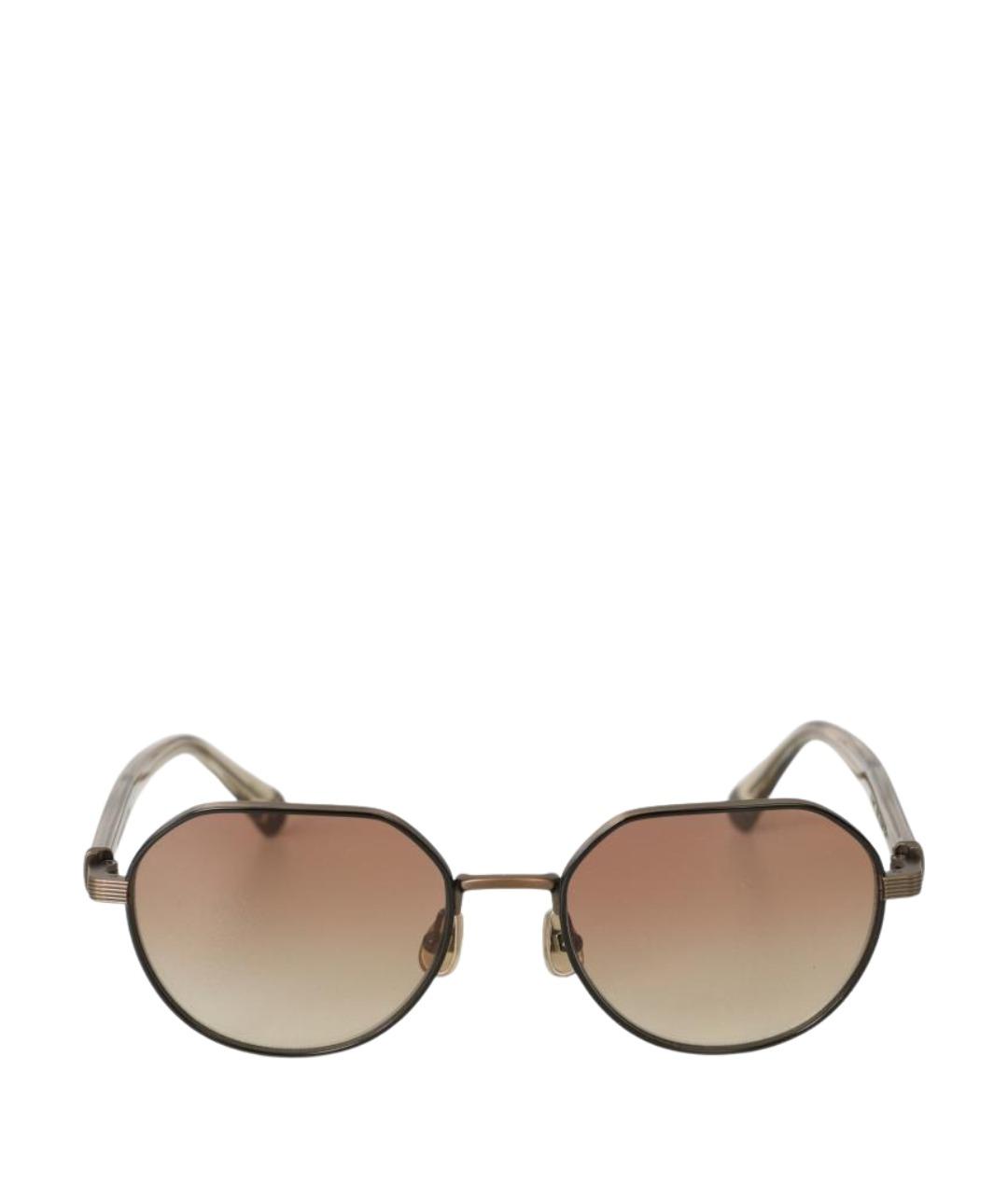 BRUNELLO CUCINELLI Коричневые металлические солнцезащитные очки, фото 1