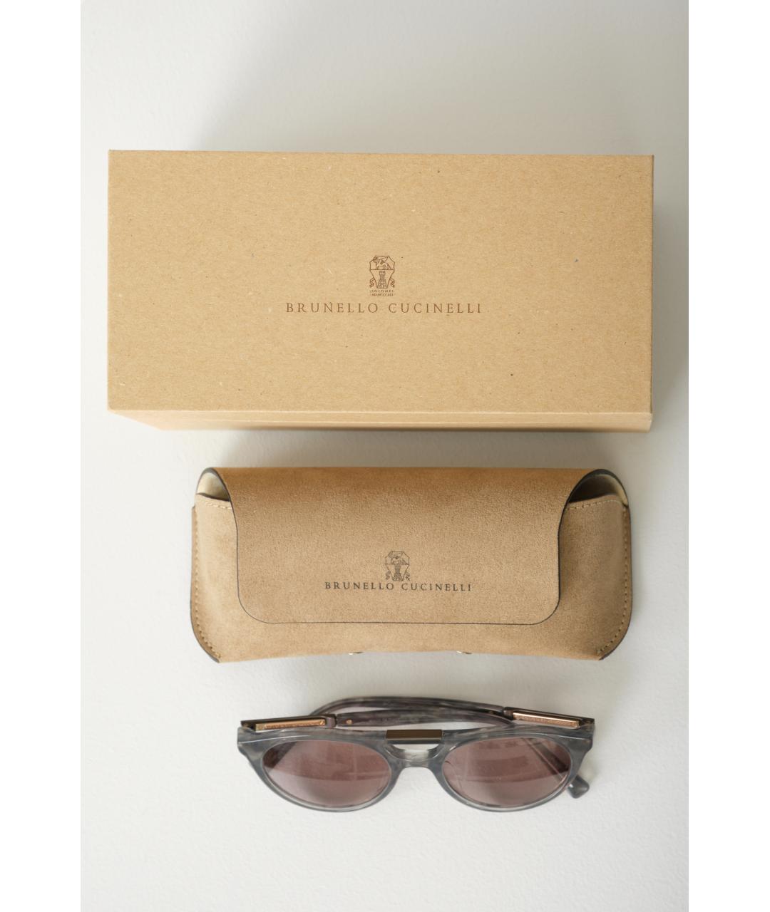 BRUNELLO CUCINELLI Серые пластиковые солнцезащитные очки, фото 6