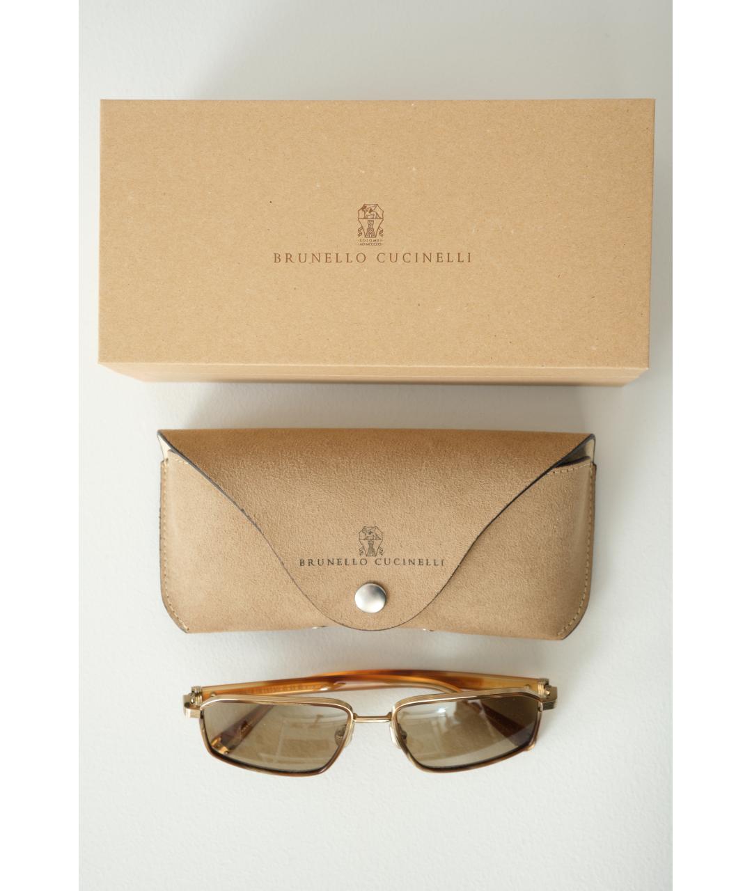 BRUNELLO CUCINELLI Коричневые пластиковые солнцезащитные очки, фото 7