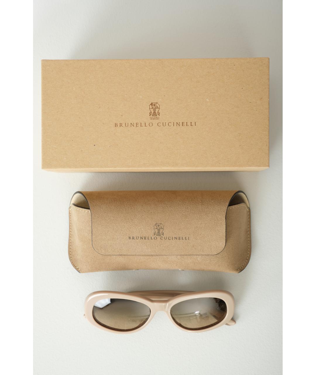 BRUNELLO CUCINELLI Бежевые пластиковые солнцезащитные очки, фото 7