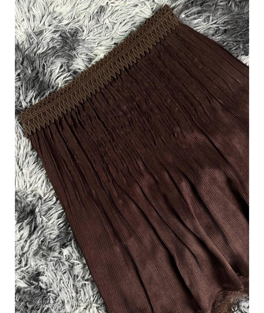 ROBERTO CAVALLI Коричневая хлопковая юбка макси, фото 2