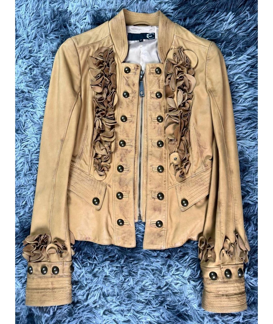 JUST CAVALLI Горчичная кожаная куртка, фото 9