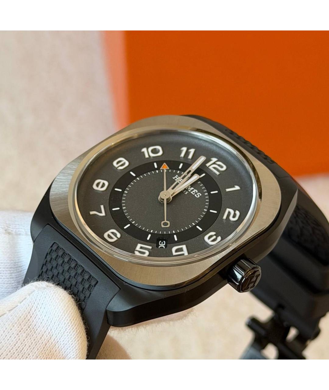 HERMES Черные титановые часы, фото 4