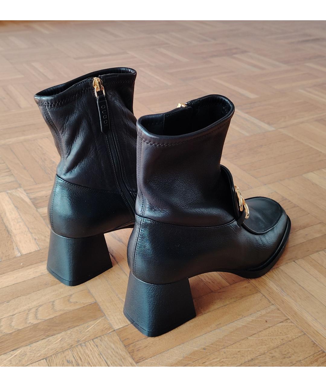 GUCCI Черные кожаные полусапоги, фото 4