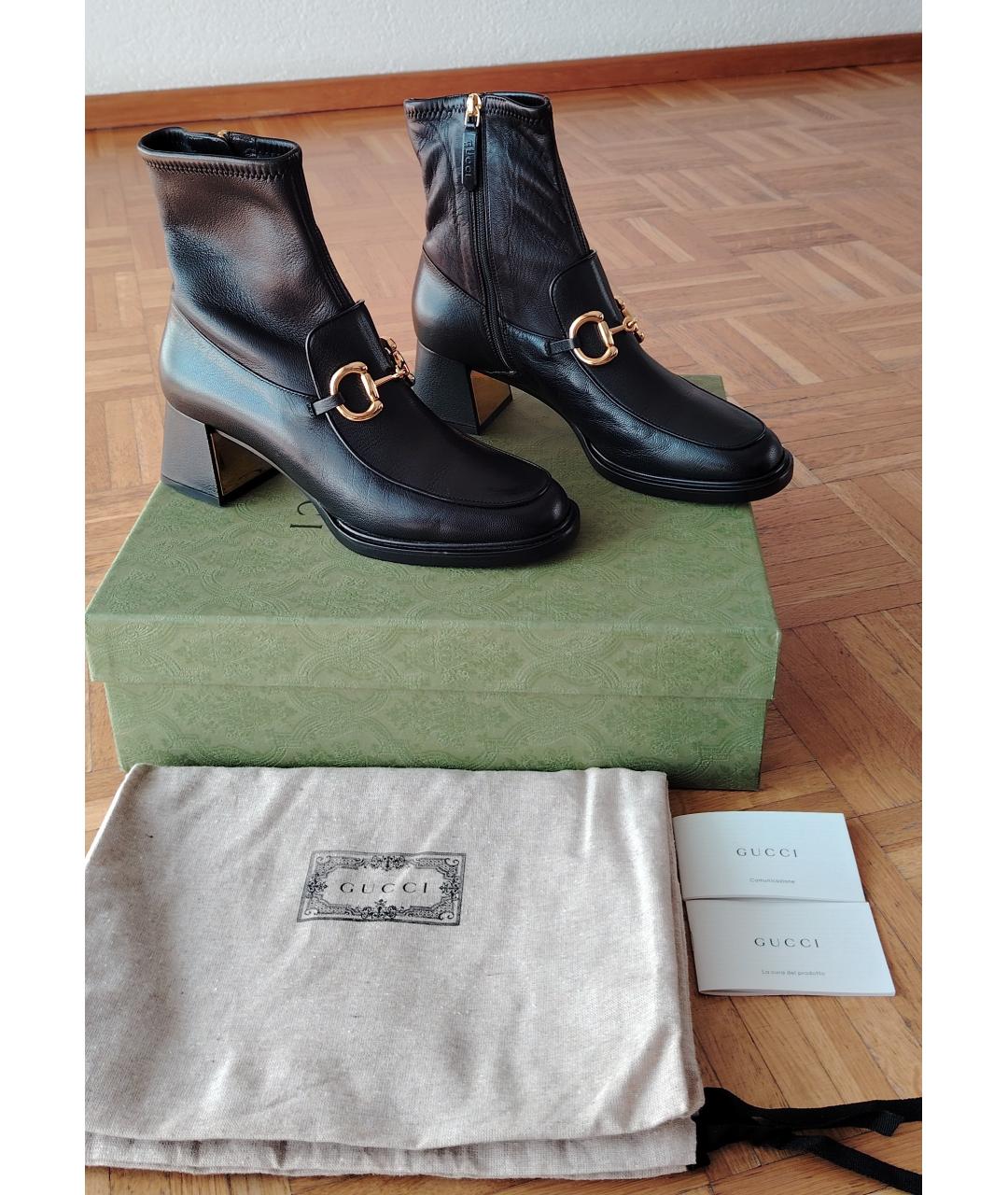 GUCCI Черные кожаные полусапоги, фото 9
